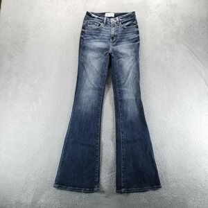 BKE Jeans Womens 25 Blue Billie Slim Flare Mid Rise Stretch Faded Dark Wash